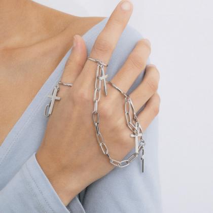Cross Chained Ring Set